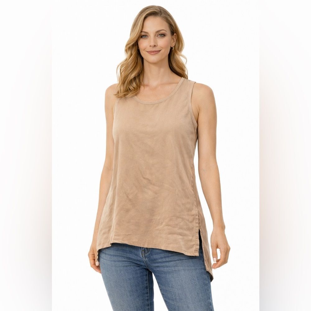 Eileen Fisher Women's Sleeveless Sandwashed Cupro Long Shell Tunic Top Medium